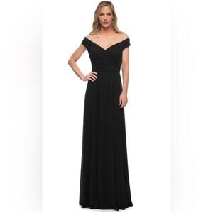 La Femme 29168 Black Off Shoulder Formal Prom Dress Size 14